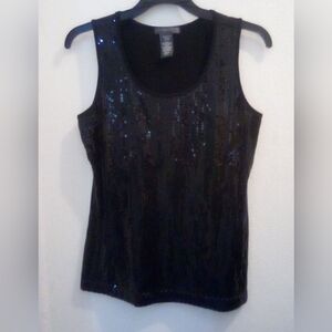 Covington Petite Black Sequin Tank Top Size S